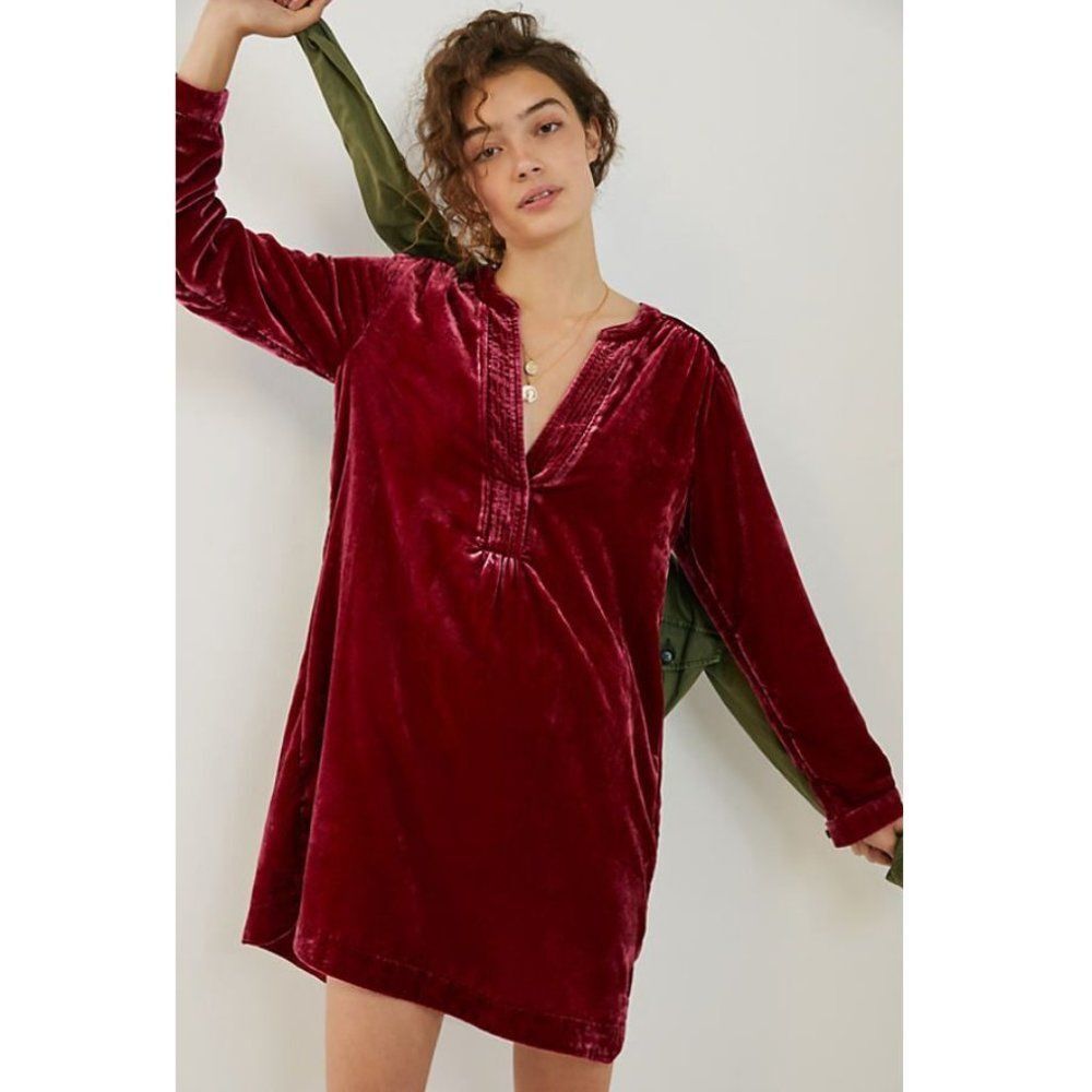Anthropologie Sz. S Petite NWT Melody Velvet Tunic Dress Holiday Gift Party